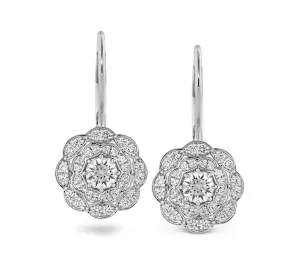 Lorelei Double Halo Diamond Drop Earrings