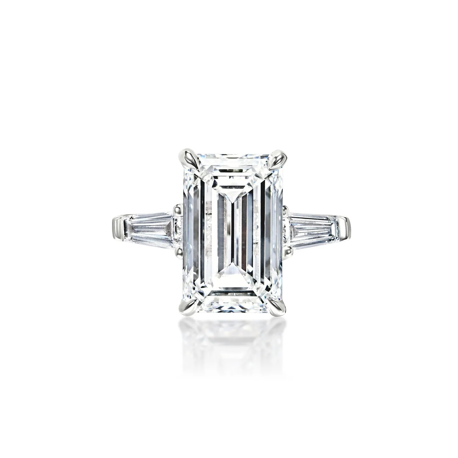 Lurleen 6 Carat F VS2 Emerald Cut Lab-Grown Diamond Engagement Ring in White Gold. IGI Certified with Tapered Baguettes