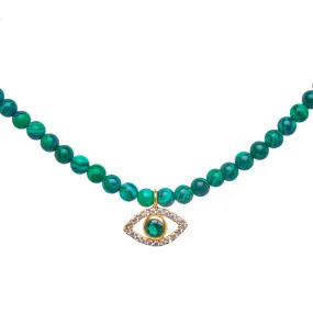 Malachite beaded eye necklace