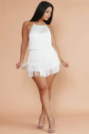 Martina White Fringe Romper