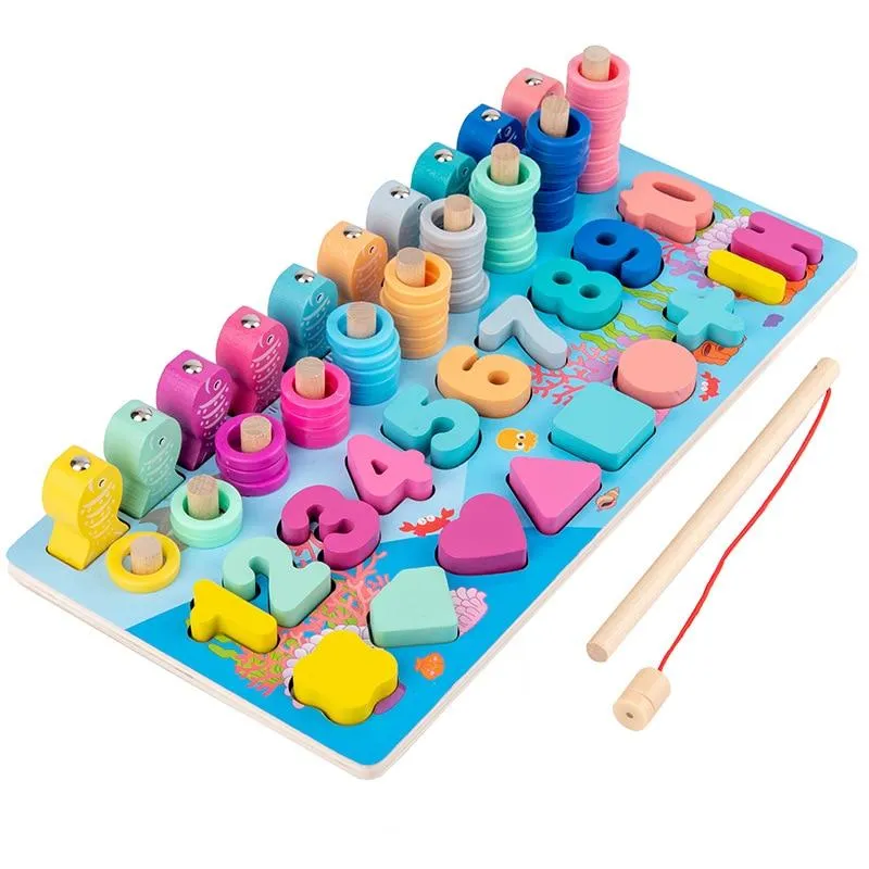 Montessori Wooden Math Toys Educational Teaching Aids Figure Matching Puzzle Preschool Busy Board Geometry Digital Toy Kids Gift