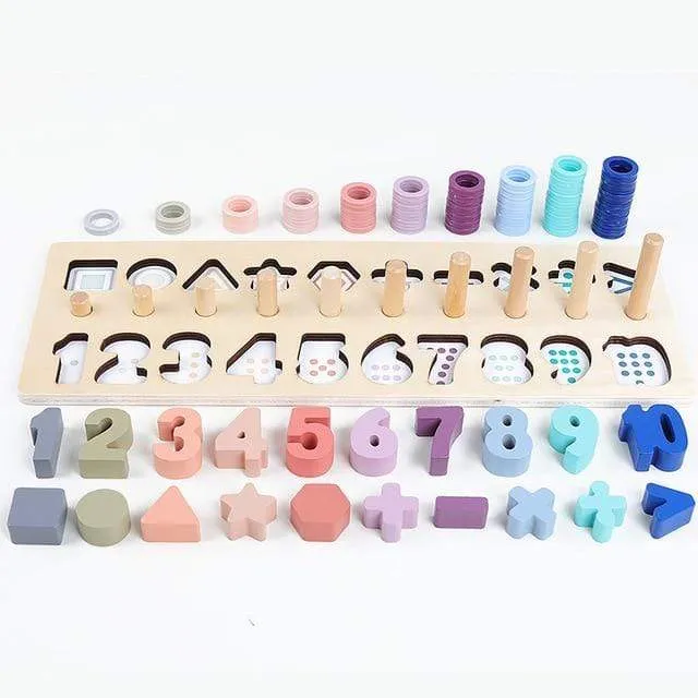 Montessori Wooden Math Toys Educational Teaching Aids Figure Matching Puzzle Preschool Busy Board Geometry Digital Toy Kids Gift