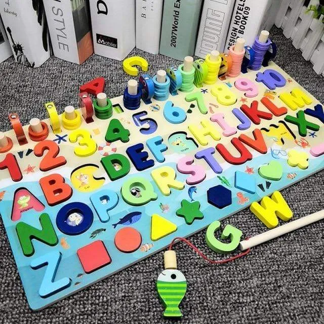 Montessori Wooden Math Toys Educational Teaching Aids Figure Matching Puzzle Preschool Busy Board Geometry Digital Toy Kids Gift