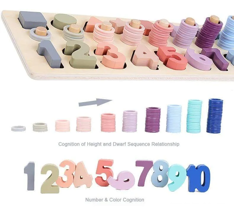 Montessori Wooden Math Toys Educational Teaching Aids Figure Matching Puzzle Preschool Busy Board Geometry Digital Toy Kids Gift