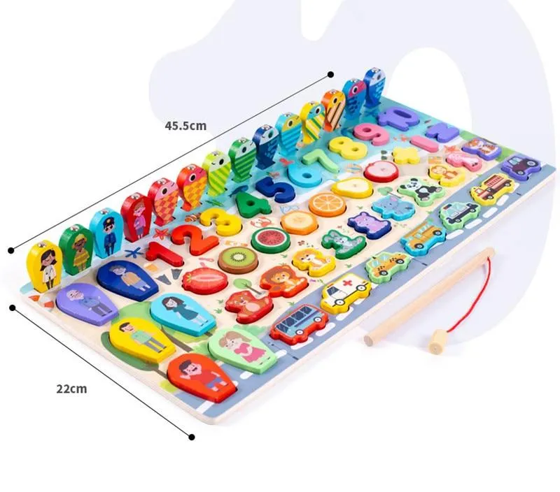 Montessori Wooden Math Toys Educational Teaching Aids Figure Matching Puzzle Preschool Busy Board Geometry Digital Toy Kids Gift