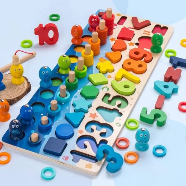 Montessori Wooden Math Toys Educational Teaching Aids Figure Matching Puzzle Preschool Busy Board Geometry Digital Toy Kids Gift