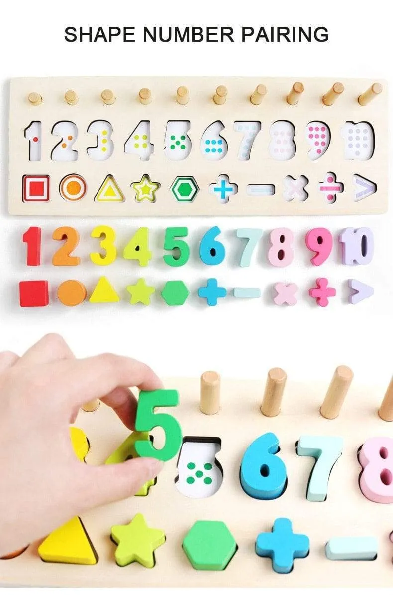 Montessori Wooden Math Toys Educational Teaching Aids Figure Matching Puzzle Preschool Busy Board Geometry Digital Toy Kids Gift