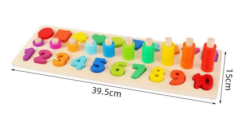 Montessori Wooden Math Toys Educational Teaching Aids Figure Matching Puzzle Preschool Busy Board Geometry Digital Toy Kids Gift