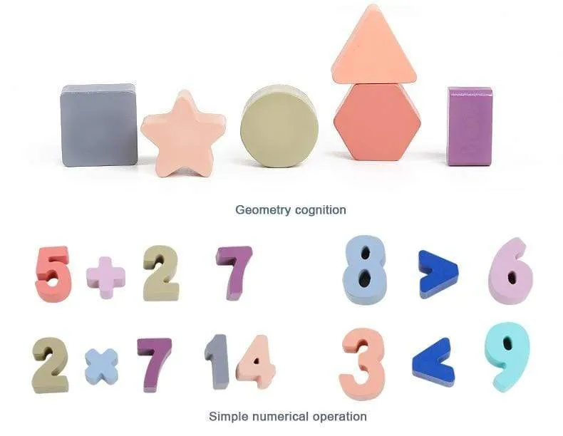 Montessori Wooden Math Toys Educational Teaching Aids Figure Matching Puzzle Preschool Busy Board Geometry Digital Toy Kids Gift