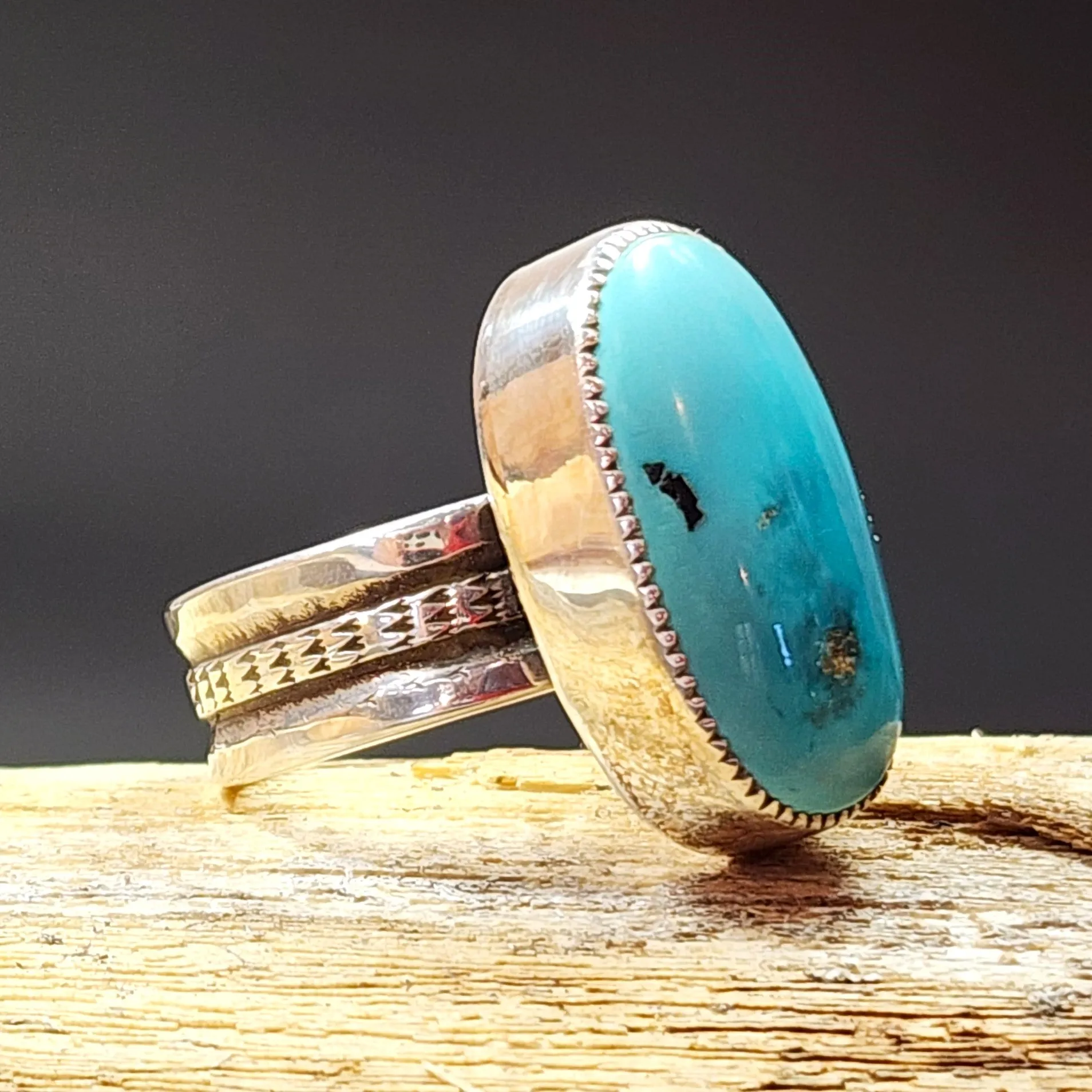 Natural Blue Moon Turquoise Ring - Size 12