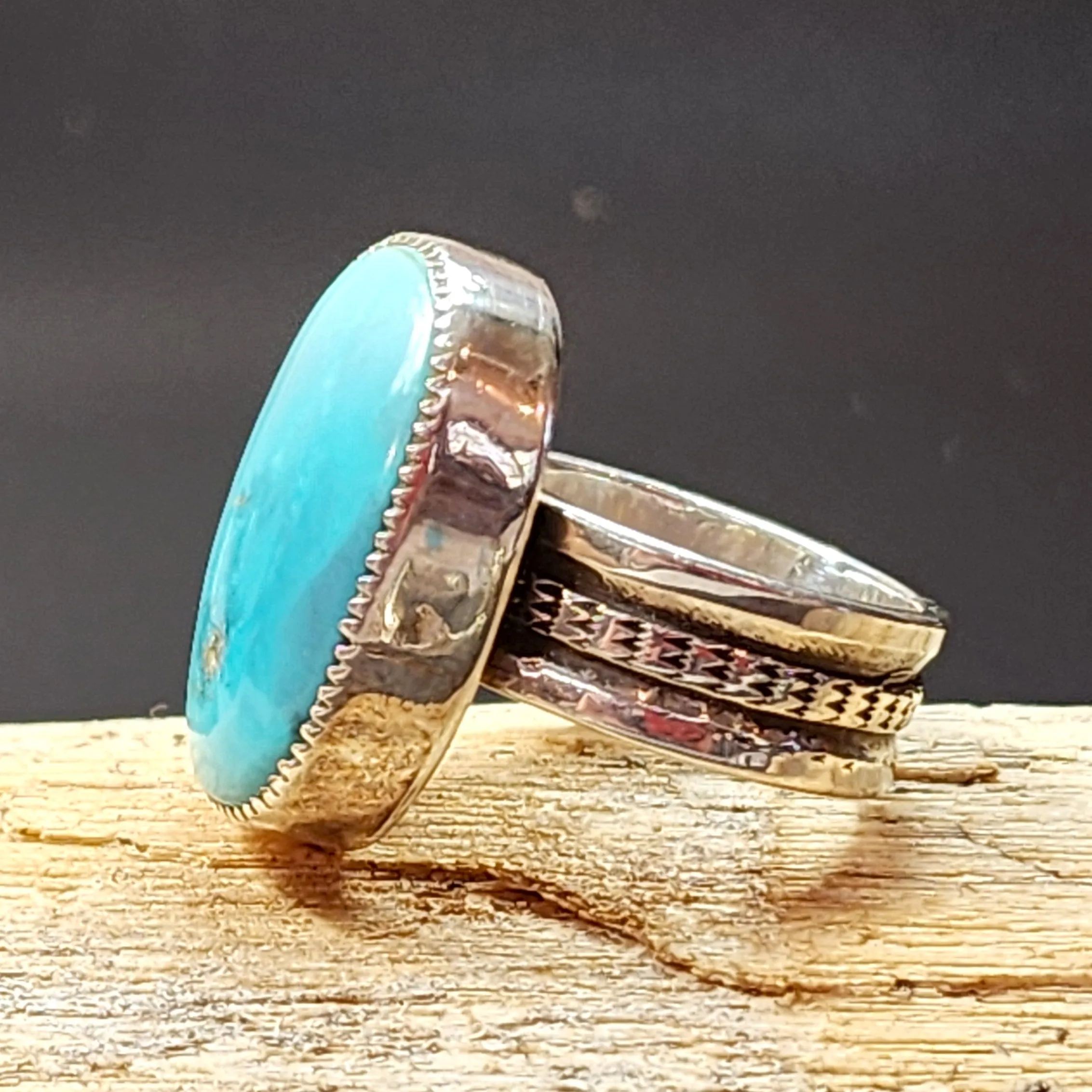 Natural Blue Moon Turquoise Ring - Size 12