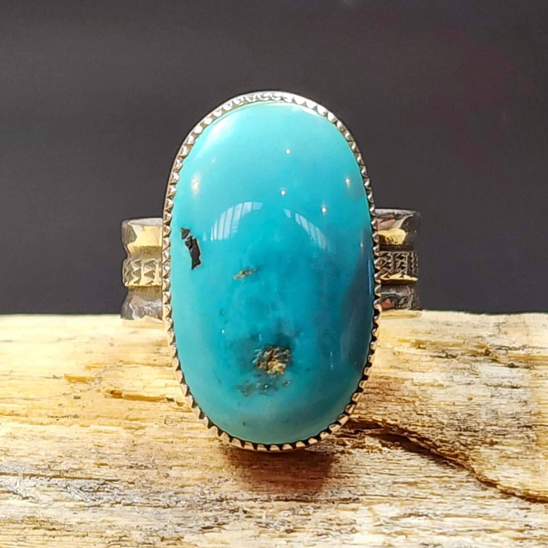 Natural Blue Moon Turquoise Ring - Size 12