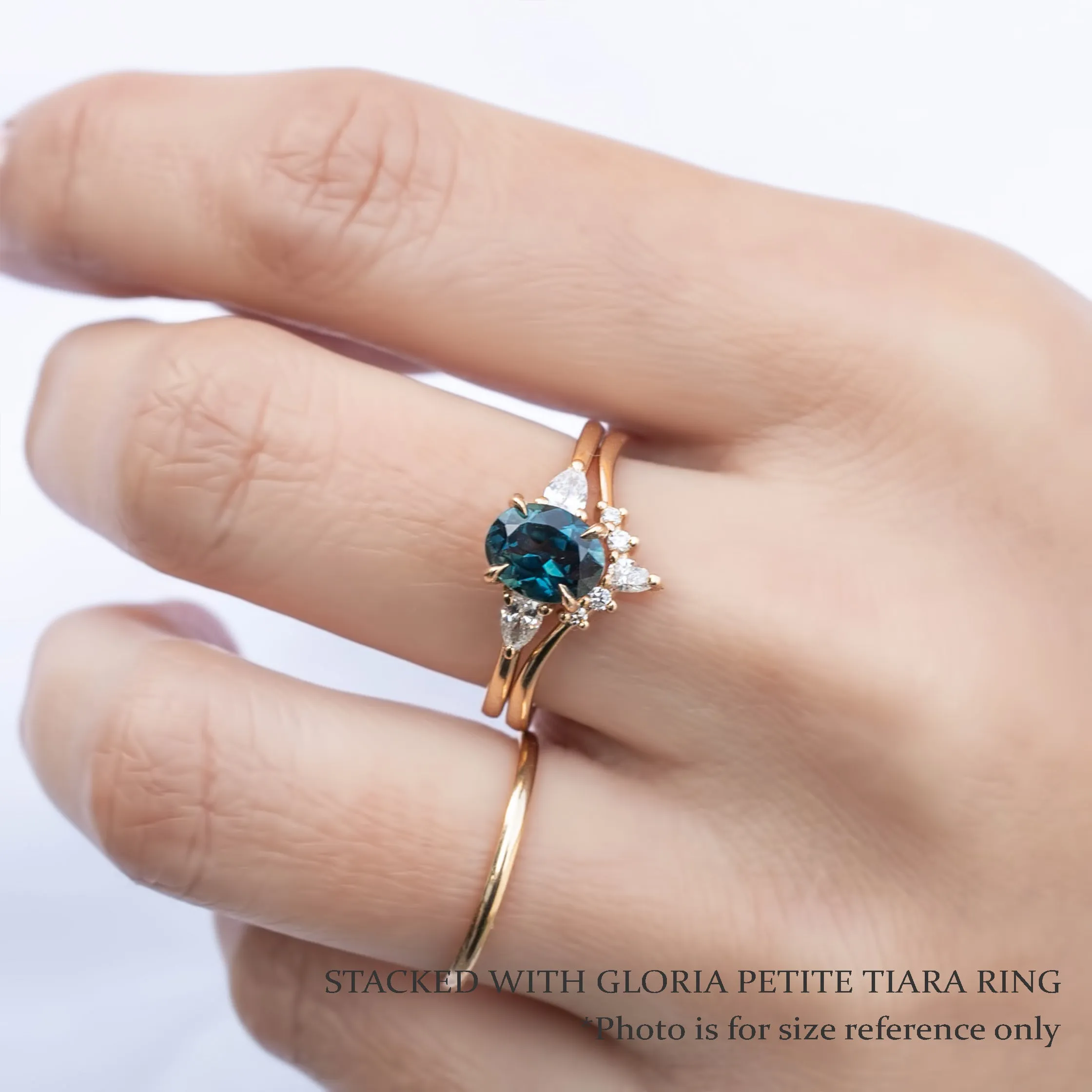 Olivia Ring 1.2ct Deep Teal Blue Queensland Sapphire, 14K Rose Gold (One of a kind)