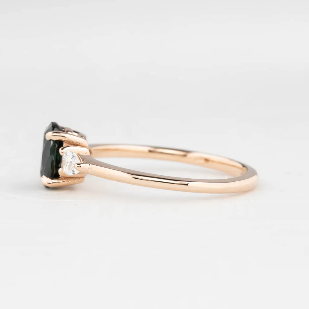 Olivia Ring 1.2ct Deep Teal Blue Queensland Sapphire, 14K Rose Gold (One of a kind)