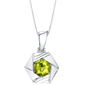 Peridot Pendant Sterling Silver Round Shape 1 Carat