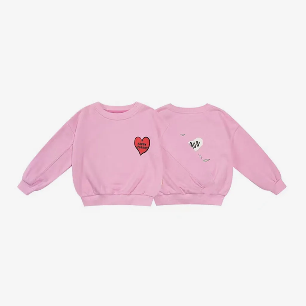 Pink Heart Printed Sweatshirt