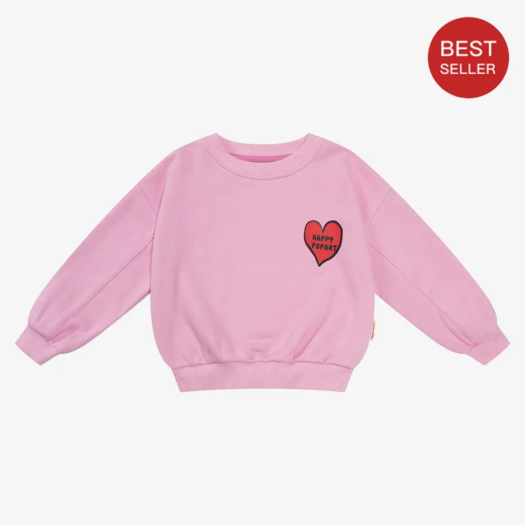 Pink Heart Printed Sweatshirt