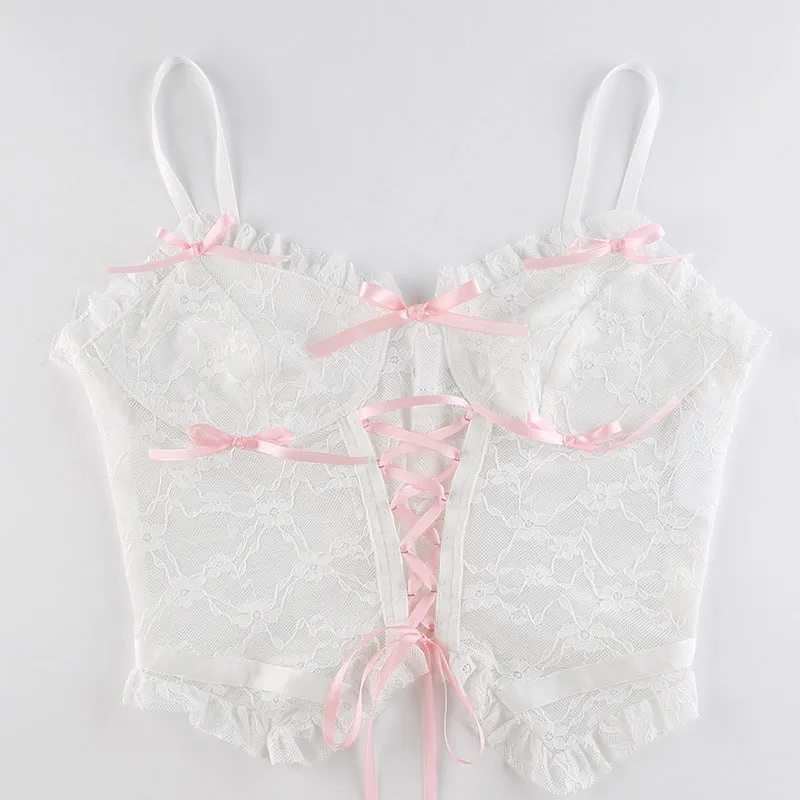 Pink Ribbon Lace Camisole