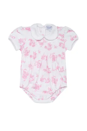 Pink Toile Smocked Bubble