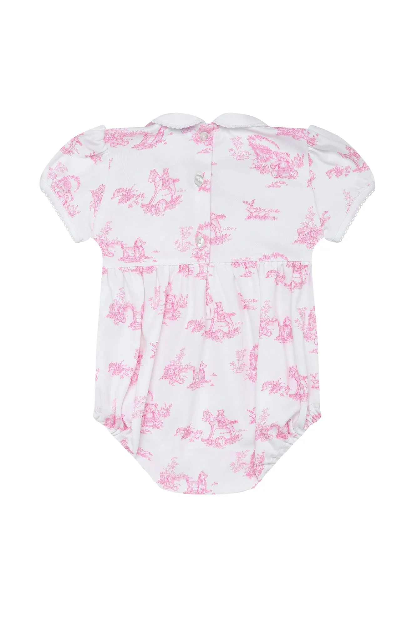 Pink Toile Smocked Bubble