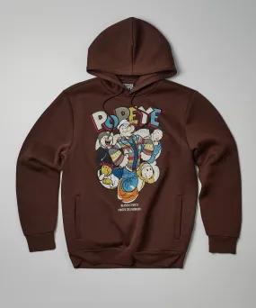 Popeye Graphic Print Hoodie - Brown