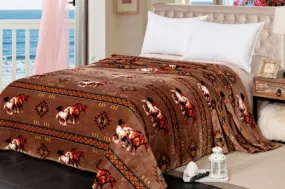 Queen Size Silk Touch Bed Blanket with Running Horse