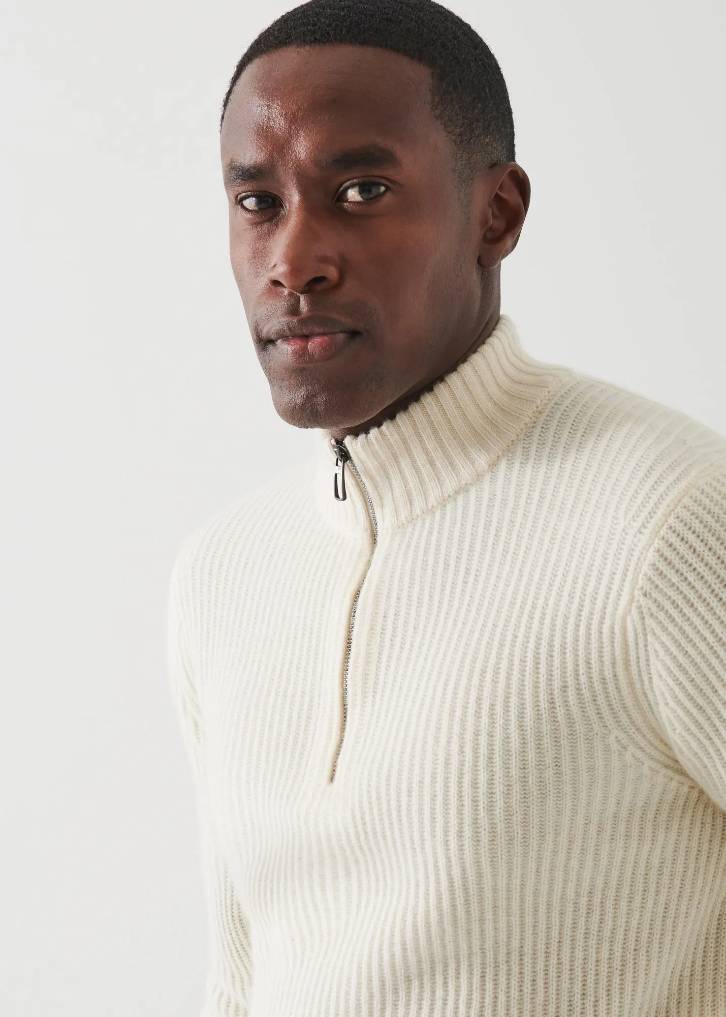 RIBBED CASHMERE QUARTER-ZIP