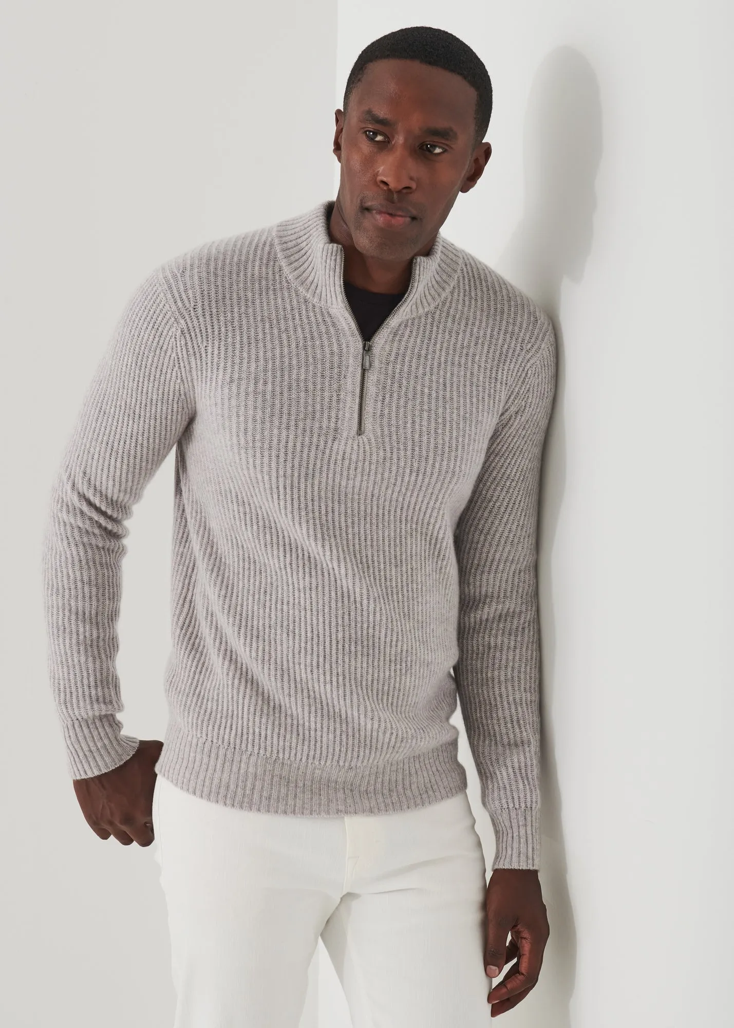 RIBBED CASHMERE QUARTER-ZIP