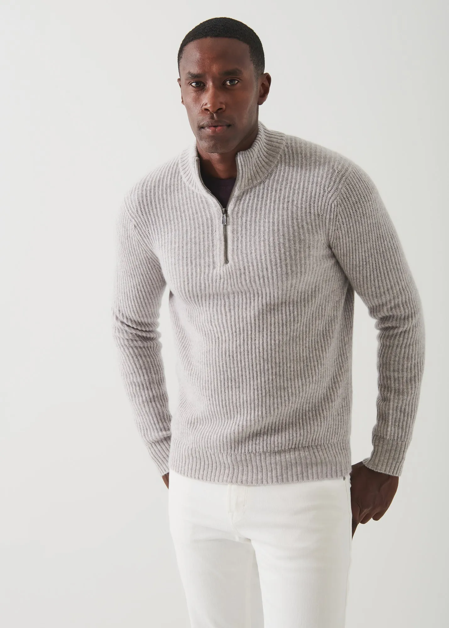 RIBBED CASHMERE QUARTER-ZIP