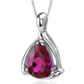 Ruby Pendant Sterling Silver Pear Shape 2.5 Carats