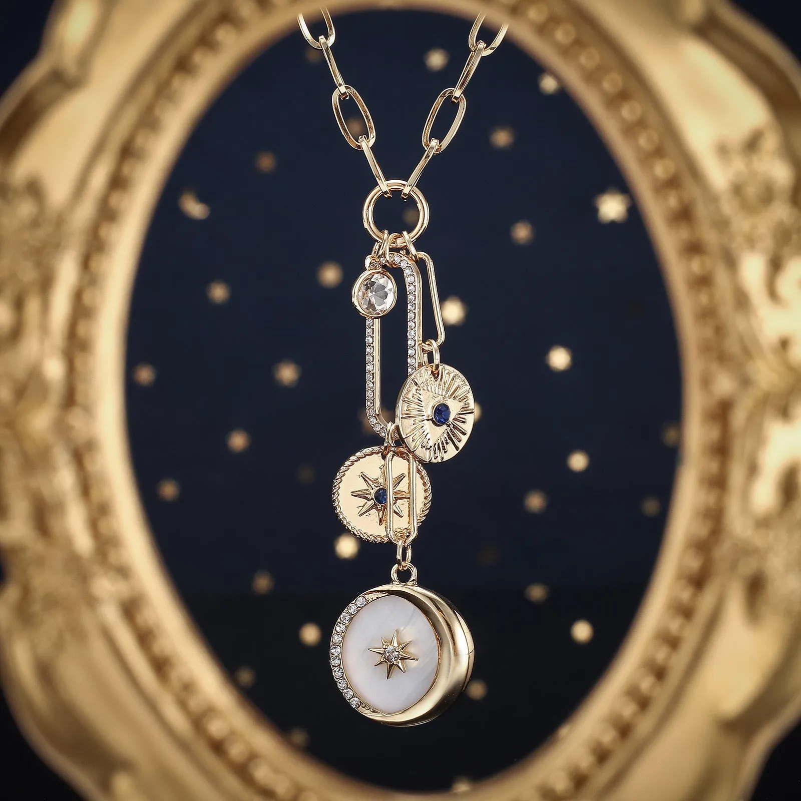 Star Moon Diamond Necklace