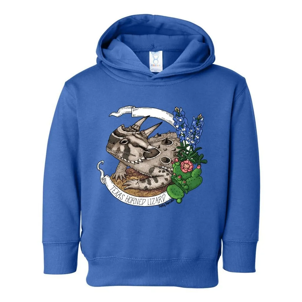 Texas Horned Toad Toddler Pullover Hoodie, Cute Horned Lizard Kids Top