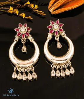 The Parinita Silver Gemstone Earrings (Red/White)