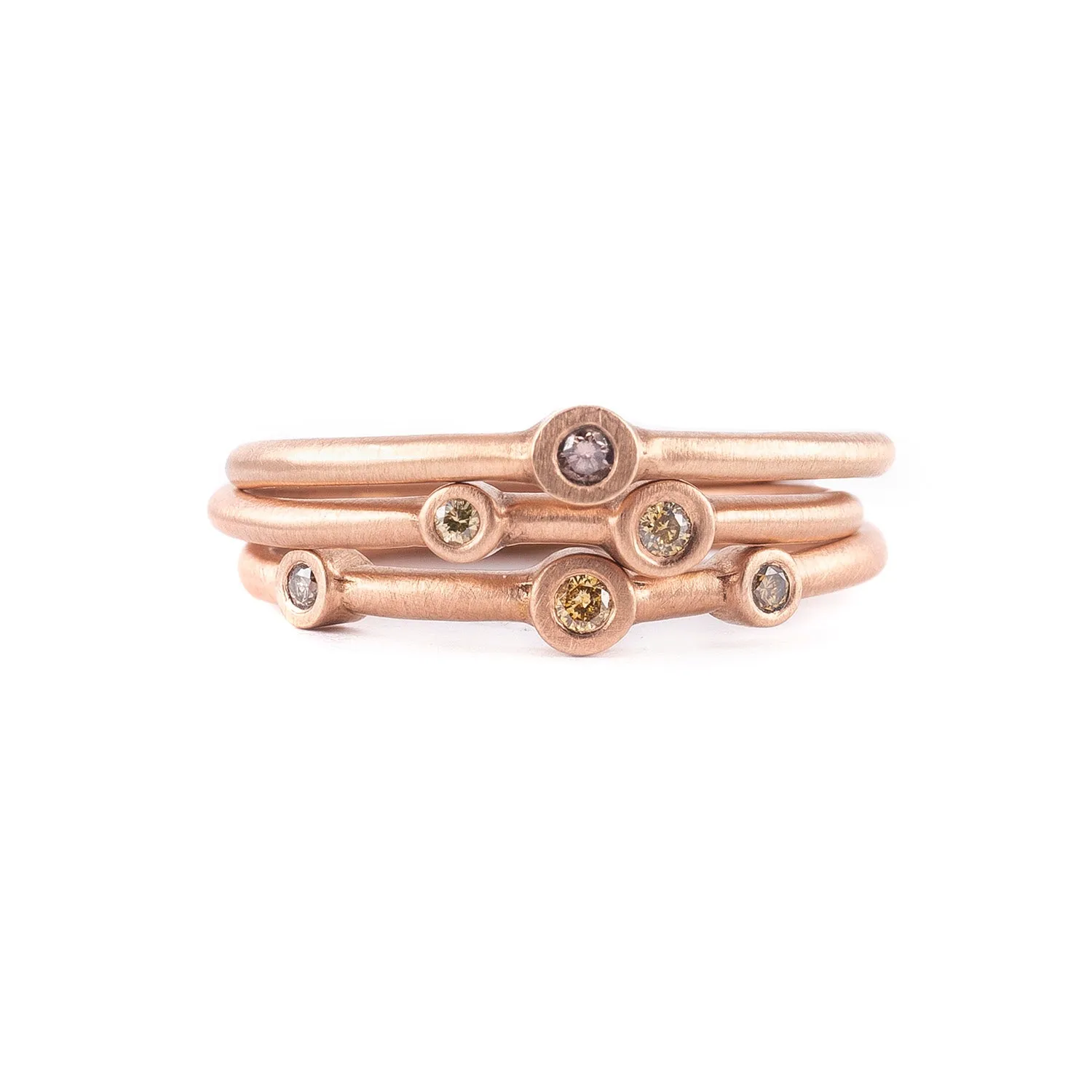 Two Diamond Stacker Ring in 18k Rose Gold by Heather Guidero