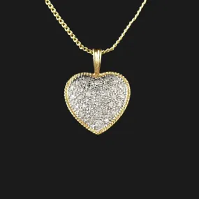 Vintage 10K Gold Diamond Heart Pendant Necklace