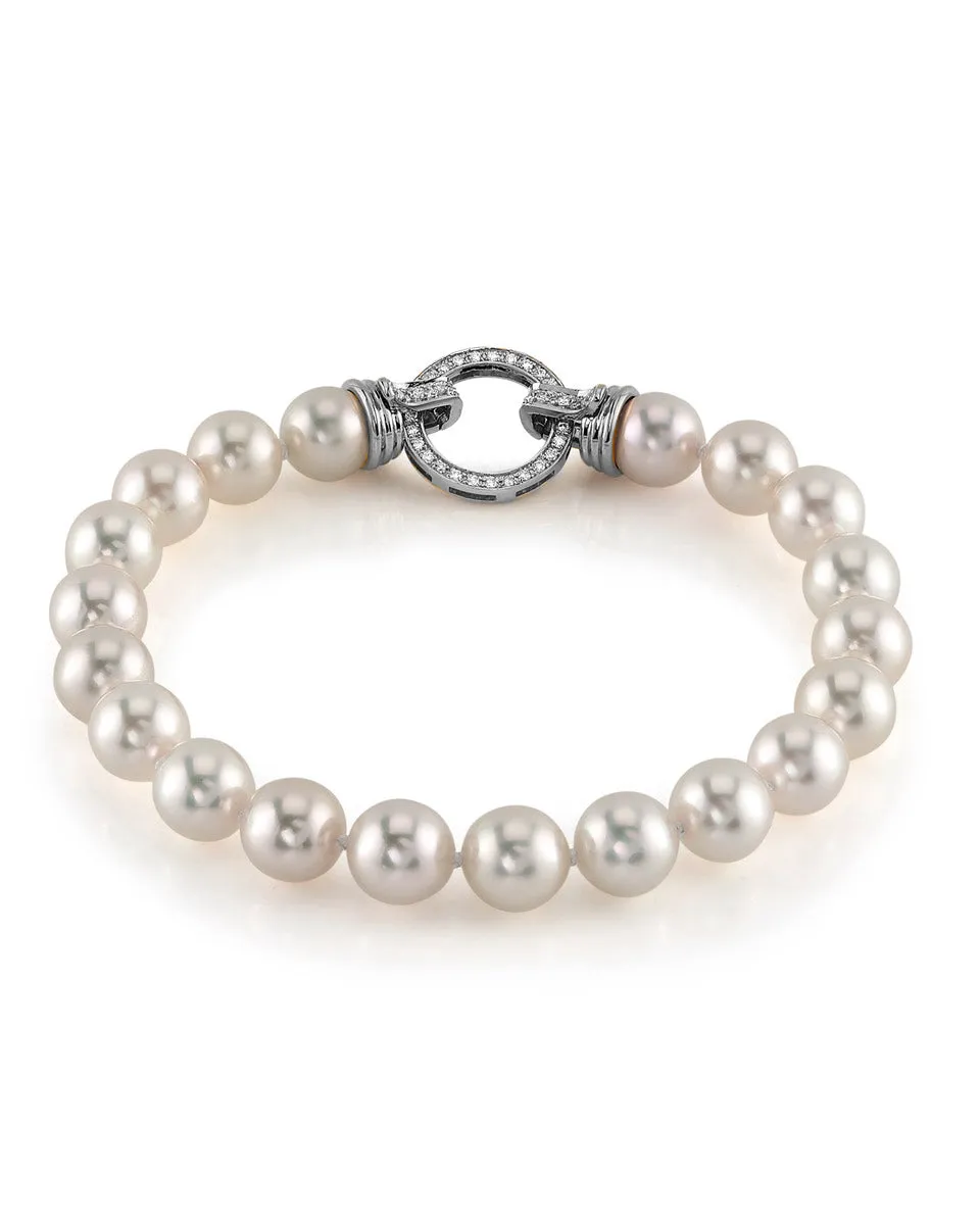 White Hanadama Japanese Akoya Pearl Bracelet, 7.5-8.0mm